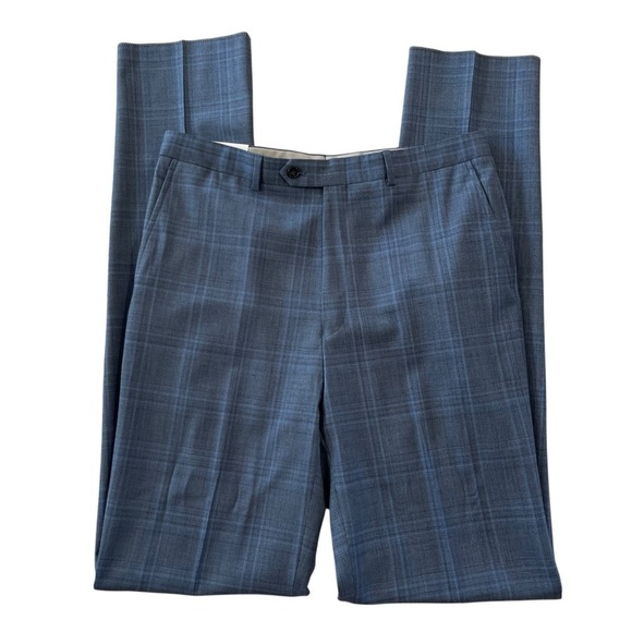 Hart Schaffner Marx 2 Piece Suit Mens 40L 34W Blue Wool Plaid Chicago Fit  $795 - Picture 11 of 16